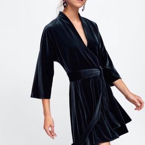 ZARA Emerald Green Velvet Dress